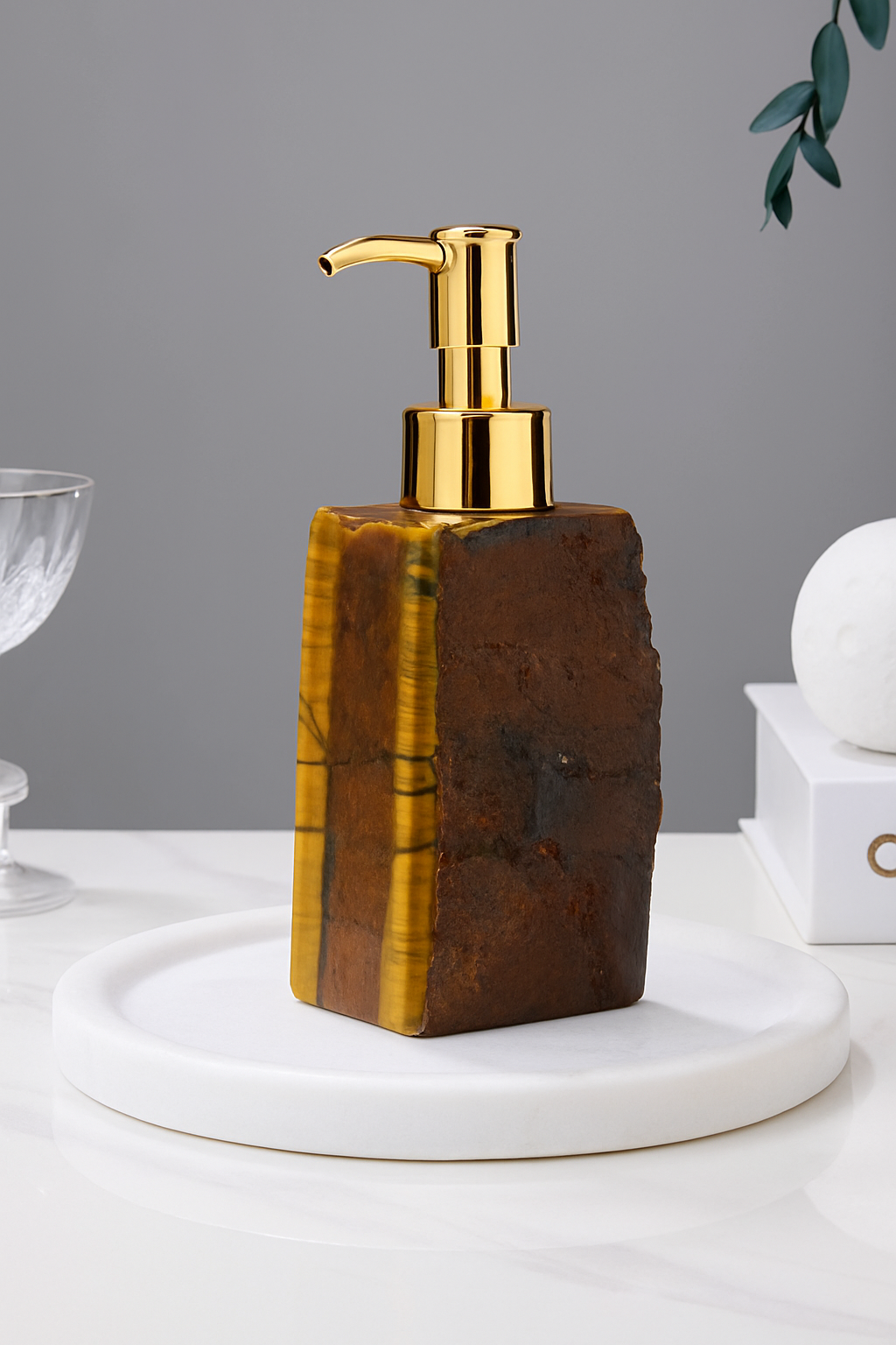 Natural Crystal Raw Stone Soap Dispenser