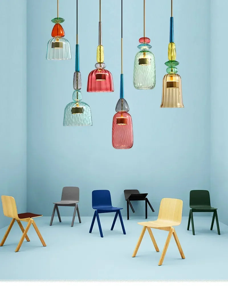 Colorful LED Glass Pendant Lights