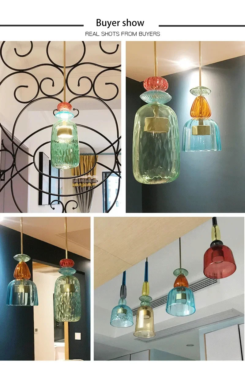 Colorful LED Glass Pendant Lights