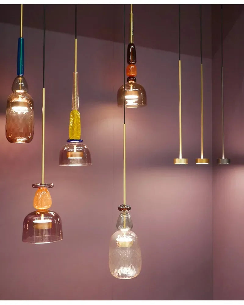 Colorful LED Glass Pendant Lights