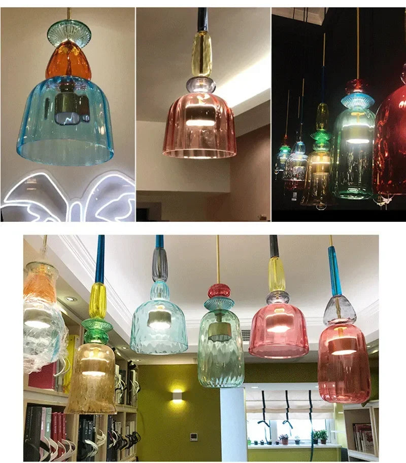 Colorful LED Glass Pendant Lights