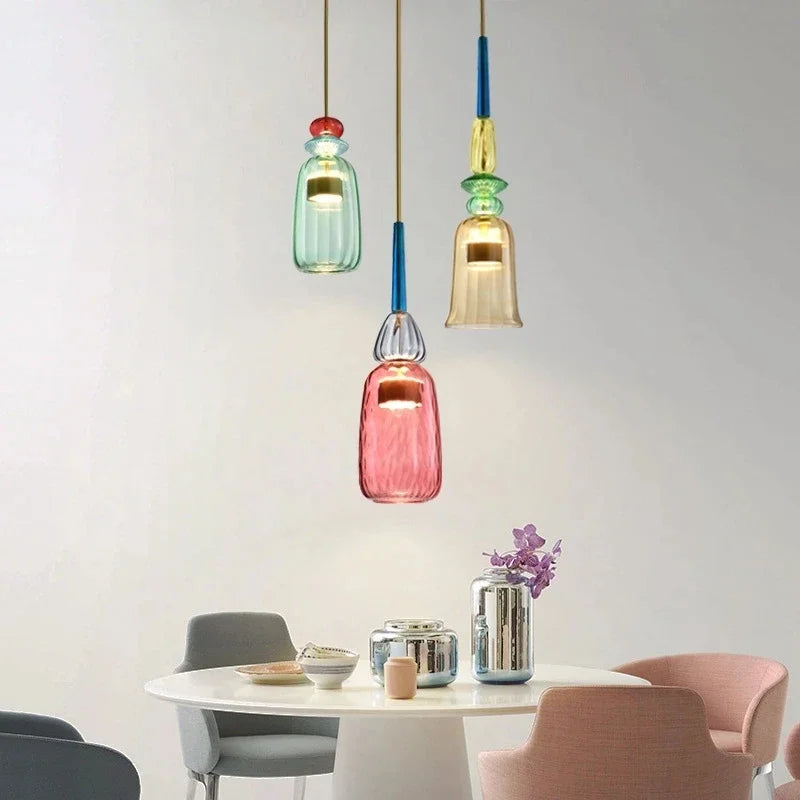 Colorful LED Glass Pendant Lights