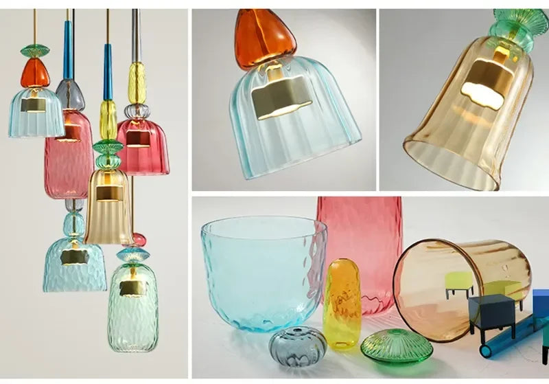 Colorful LED Glass Pendant Lights