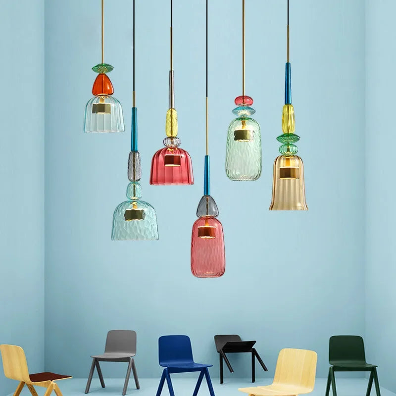 Colorful LED Glass Pendant Lights