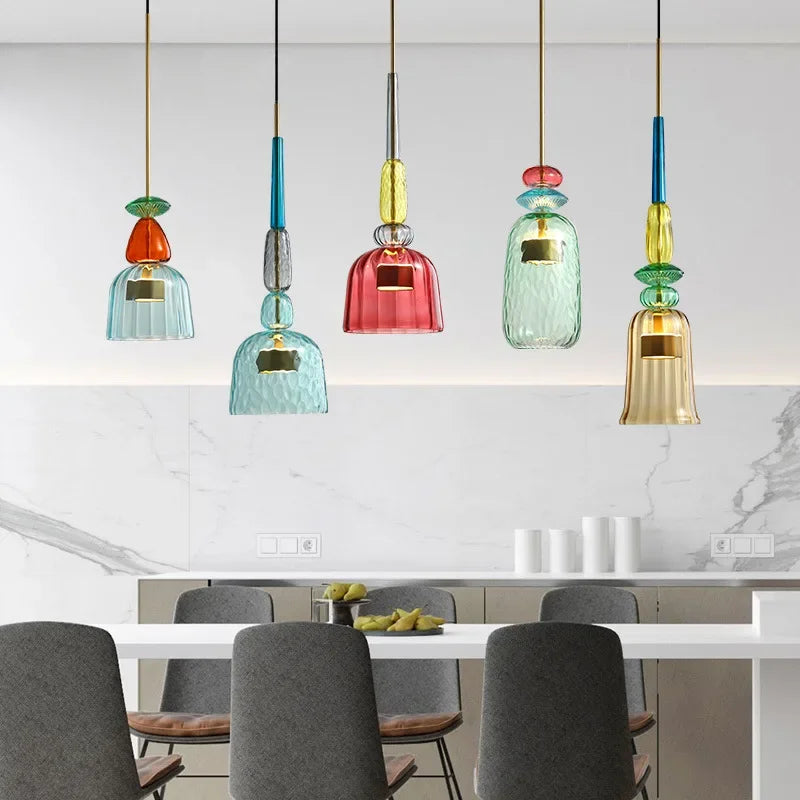 Colorful LED Glass Pendant Lights