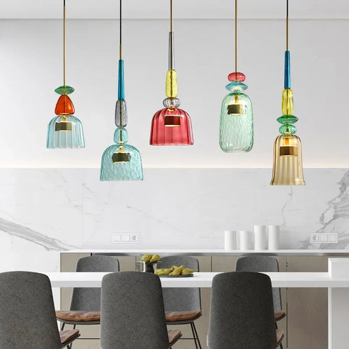 Colorful LED Glass Pendant Lights